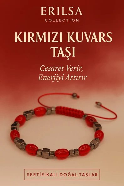 Sertifikalı Kırmızı Kuvars Taşı Bileklik - Cesaret Veren Enerjiyi Artıran Şık Takı ürün görseli