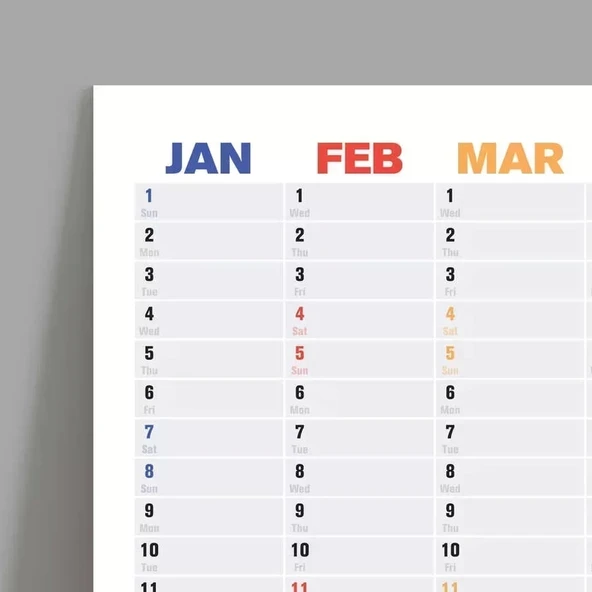 2026 Yıllık Planlayıcı Duvar Takvimi, Rengarenk Aylar - Resim 4