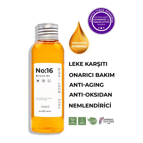 Sinoz No 16 Nemlendirici Ve Işıltı Verici Mucize Bakım Yağ 100 Ml