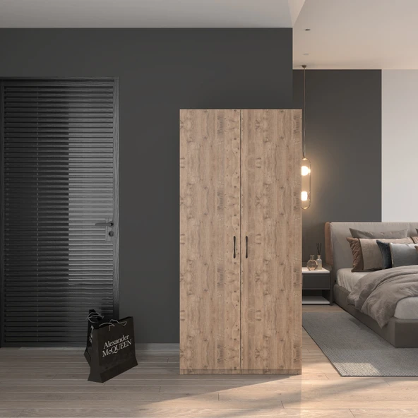 ED PET DİZAYN 2 Kapaklı Elbise Dolabı Atlantik Çam 80 cm Genişlik