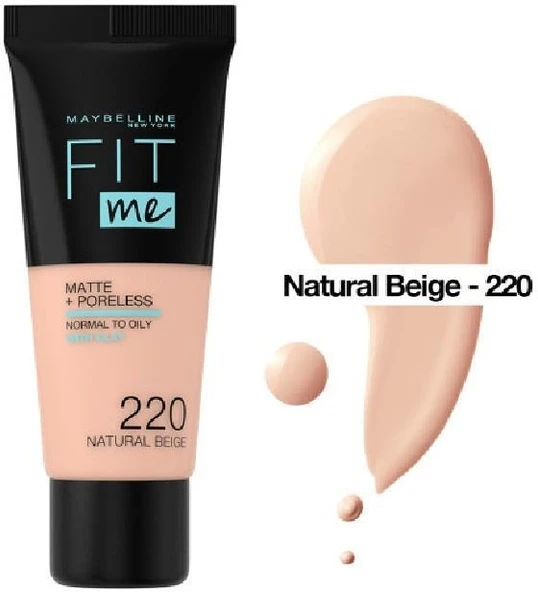 Maybellıne Fıt Me Matte Poreless Fondöten 220 Natural Beıge ürün görseli