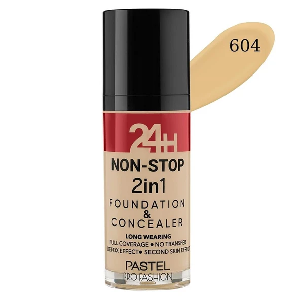 Pastel 24 H Non-Stop 2 İn 1 Fondeten Concealer No:604 ürün görseli