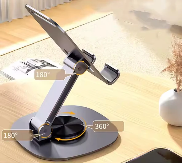 FitPlus K72 Metal 360 Döner Katlanır Masaüstü Telefon ve Tablet Standı - 4