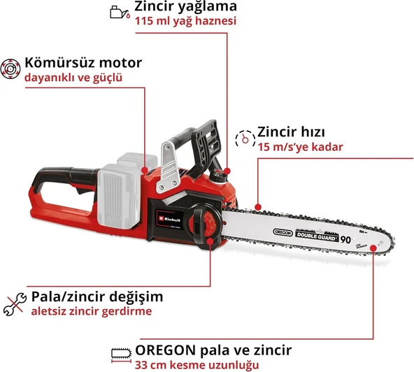 Einhell GE-LC 36/35 Li- Akülü Ağaç Kesme Makinesi 18V 4 x 4.0 Ah + Şarj Cihazı - 3