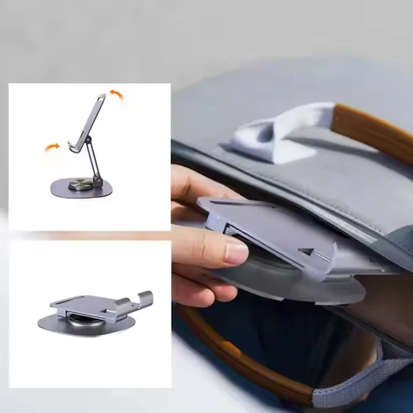 FitPlus K72 Metal 360 Döner Katlanır Masaüstü Telefon ve Tablet Standı - 3