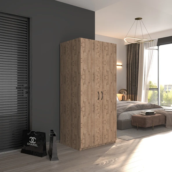ED PET DİZAYN 2 Kapaklı Elbise Dolabı Atlantik Çam 80 cm Genişlik - 2