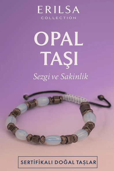 Sertifikalı Doğal Opal Taşı Bileklik - Sezgi Gücü ve İçsel Sakinlik Veren Şık Takı - Resim 1