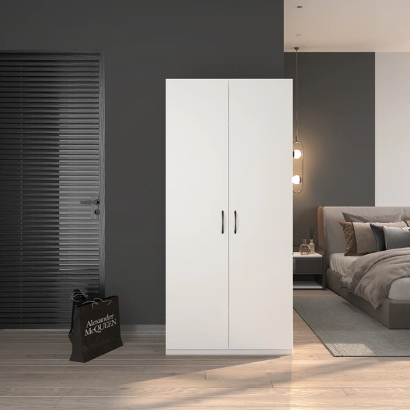 Ed Pet Dizayn 2 Kapaklı Elbise Dolabı Beyaz 80 cm Genişlik