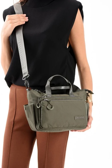 Kadın Postacı Çanta Paraşüt Kumaş Çapraz Askılı Elde Tutmalı Omuz Çantası 27*21 Cm Su İtici Kumaş - Resim 7