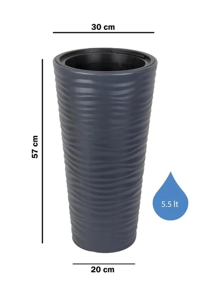 Omnipazar SO-KVT1 Kumsal Vazo Saksı Takımı 5.5 lt Antrasit 3 Adet - Resim 2
