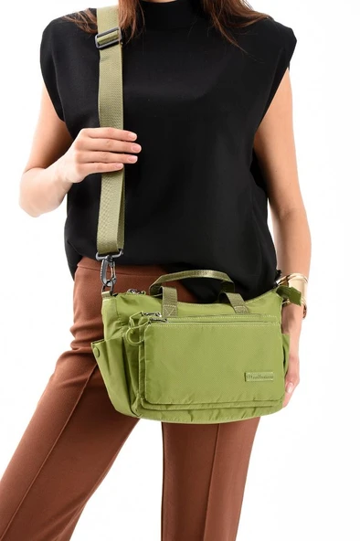 Kadın Postacı Çanta Paraşüt Kumaş Çapraz Askılı Elde Tutmalı Omuz Çantası 27*21 Cm Su İtici Kumaş - Resim 11