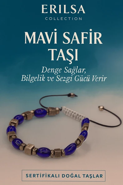 Sertifikalı Sentetik Mavi Safir Taşı Bileklik - Denge Bilgelik ve Sezgi Gücü Veren Takı ürün görseli
