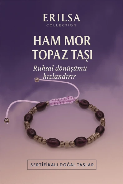 Sertifikalı Sentetik Ham Mor Topaz Taşı Bileklik - Ruhsal Dönüşüm ve Enerji Veren Takı ürün görseli