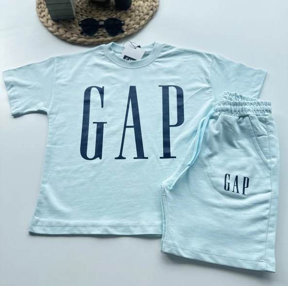 Baskılı Çocuk Şortlu Takım – Mavi - Resim 8