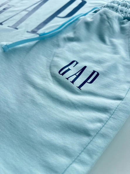 Baskılı Çocuk Şortlu Takım – Mavi - Resim 4