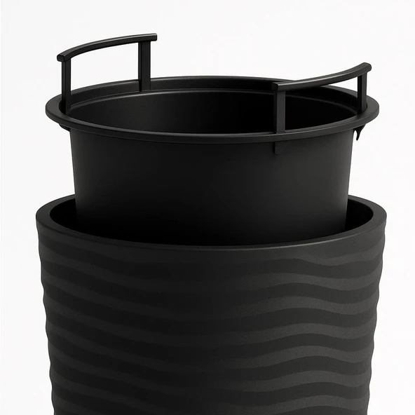 Omnipazar SO-KVT2 Kumsal Vazo Saksı Takımı 9 Litre Antrasit 3 Adet - Resim 4