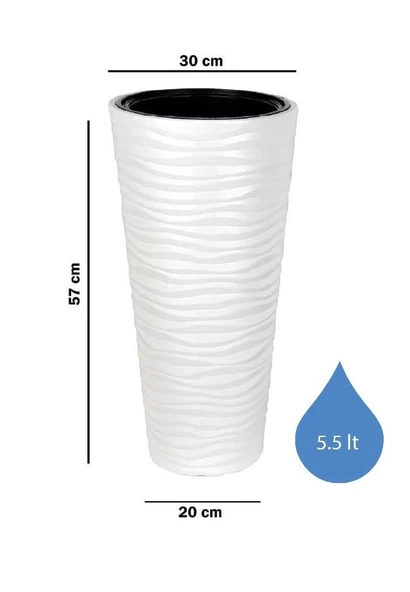 Omnipazar SO-KVT1 Kumsal Vazo Saksı Takımı 5.5 lt Beyaz 3 Adet - Resim 2