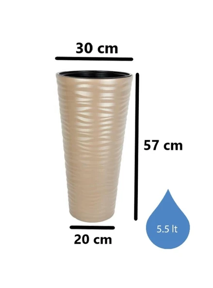 Omnipazar SO-KVT1 Kumsal Vazo Saksı Takımı 5.5 lt Mocha 3 Adet - Resim 2