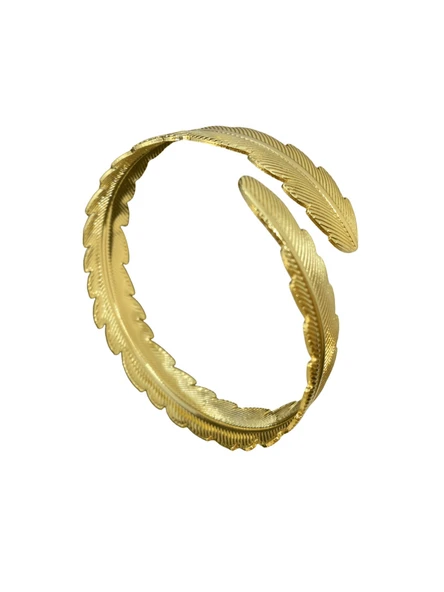 Altın Renk Kaplama Tüy Desenli Pazu Bileklik – Kadın Bijuteri – Ayarlanabilir Şık Aksesuar ürün görseli 1