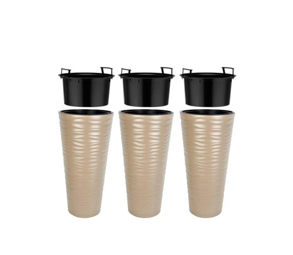 Omnipazar SO-KVT1 Kumsal Vazo Saksı Takımı 5.5 lt Mocha 3 Adet ürün görseli