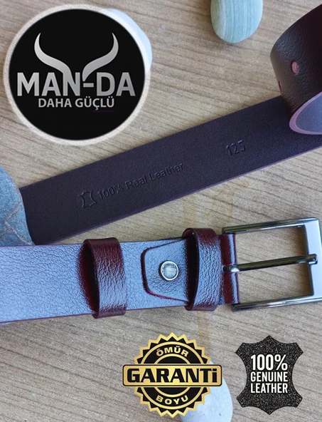 Manda Derisi Kemer (Bordo) - Resim 2