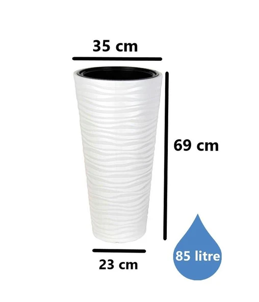 Omnipazar SO-KVT2 Kumsal Vazo Saksı Takımı 85 Litre Beyaz 3 Adet - 2