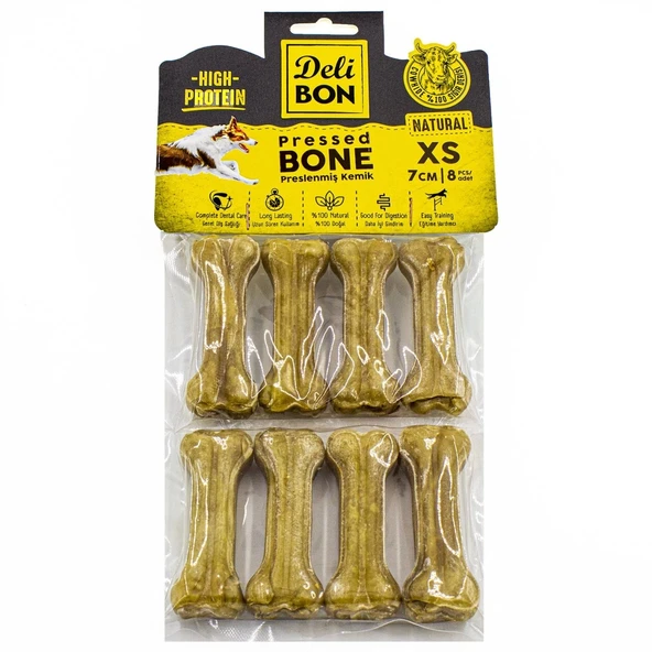 Delibon Deri Köpek Çiğneti Pres Kemik 8x7cm Natural ürün görseli 1