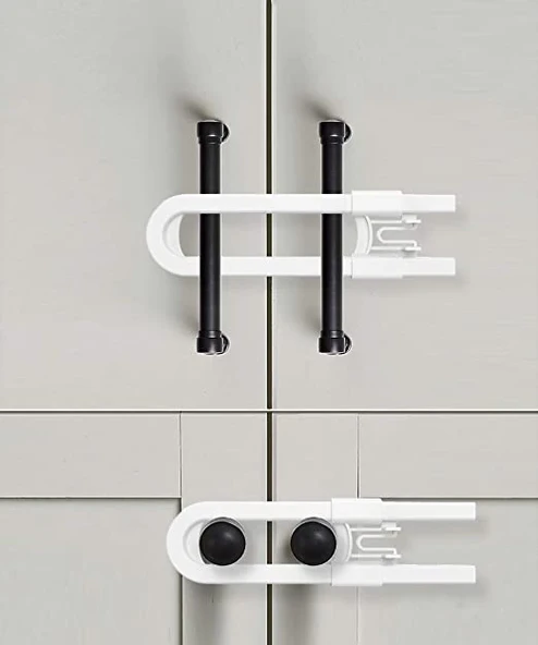 4 Adet Çocuk Koruma Kilidi - Slide Dolap Çekmece Kilidi Sürgülü Kilit - 2