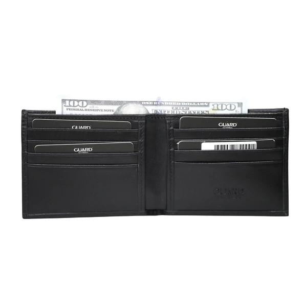Guard Temi Siyah Klasik Hakiki Deri Erkek Cüzdanı P171 - Resim 2