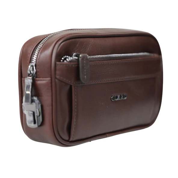 Guard Kristal Kahve Hakiki Deri Şifreli El Çantası Erkek / Kadın P1692 - Resim 2