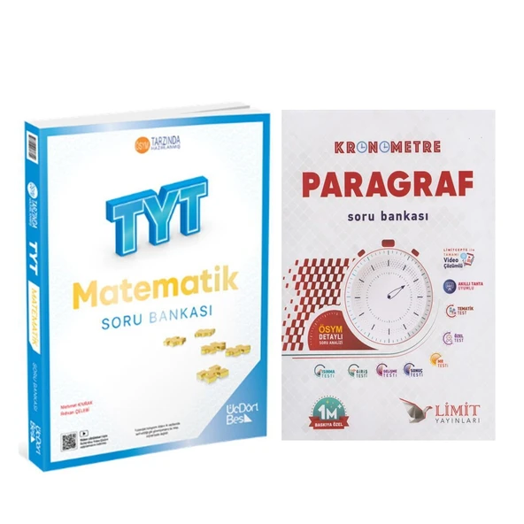 Limit Yayınları TYT Paragraf ve Üç Dört Beş Matematik Soru Bankası 2 Kitap Set ürün görseli 1