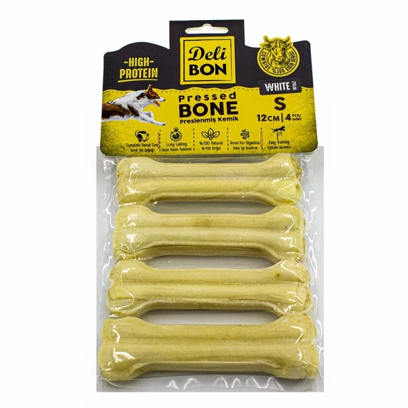 Delibon Deri Köpek Çiğneti Pres Kemik 4x12cm Beyaz ürün görseli 1