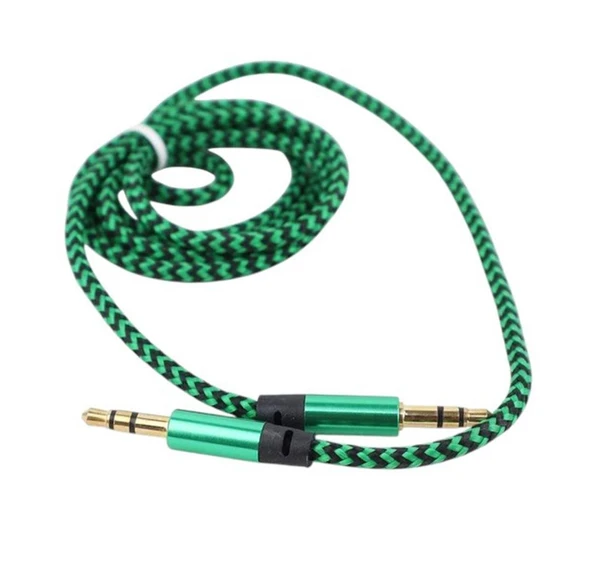 Powermaster PM-2418 Metal Başlıklı Örgülü Erkek - Erkek 1.5 Metre Stereo Aux Kablo - 3