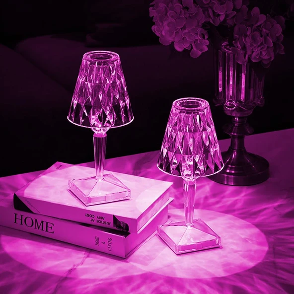 Powermaster HA-1638 Dekoratif RGB LED'li Ambiyans Masa Gece Lambası Şarjlı Dokunmatik Tuşlu - 3