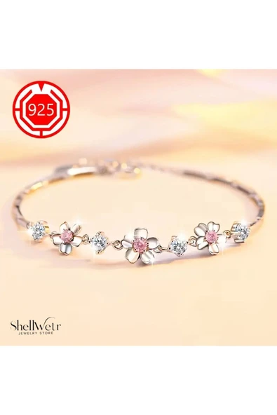 Sakura 925 Ayar Gümüş Bileklik Sevgililer günü , annenize verilecek en güzel gümüş hediyesi - 2