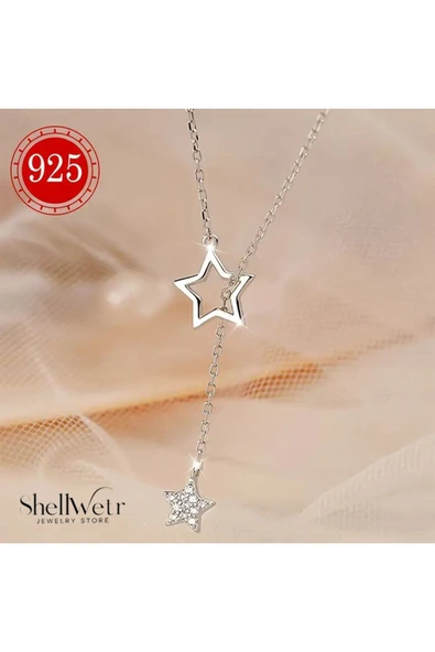 Stella Lunea 925 Ayar Gümüş Yıldızlı Y Kolye Sevgililer günü , annenize verilecek hediye - 2