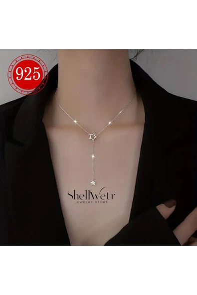 Stella Lunea 925 Ayar Gümüş Yıldızlı Y Kolye Sevgililer günü , annenize verilecek hediye - 3