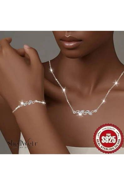 Juna Set 925 Ayar Gümüş Kolye Bileklik Sevgililer günü , annenize verilecek en güzel gümüş hediyesi