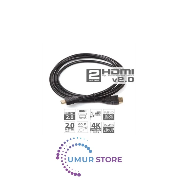 v2.0 2mt, 4K / 3D, Ağ Destekli, Altın Uçlu HDMI Kablo (DK-HD-CV20L200TV) - Resim 2