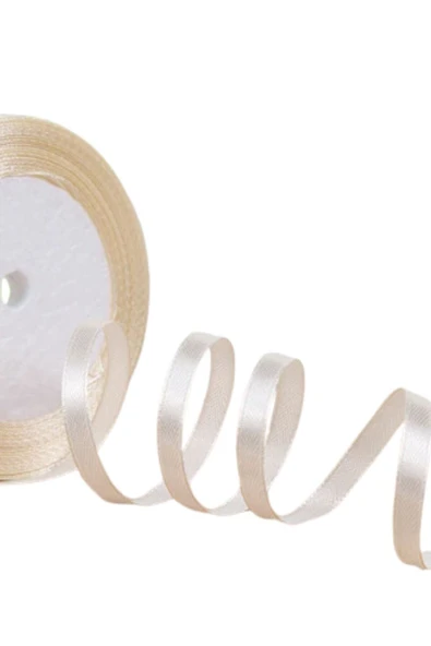 Saten Kurdele 3 mm Krem 1 Metre ürün görseli