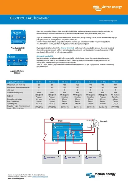 Victron Energy Argodiode 1 Giriş 3 Çıkış 180 Amper Akü İzolatörü 180-3AC (ARG180301020) - Resim 4