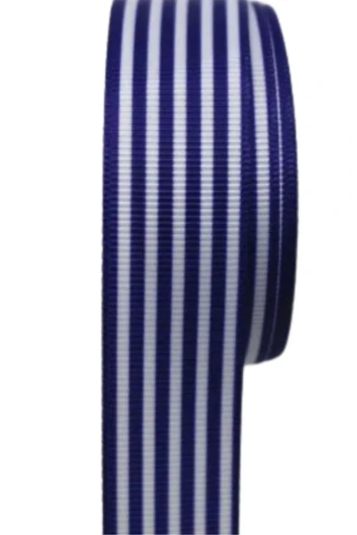 Tafta Çizgi Desen Kurdele 25 mm Lacivert 1 Metre ürün görseli