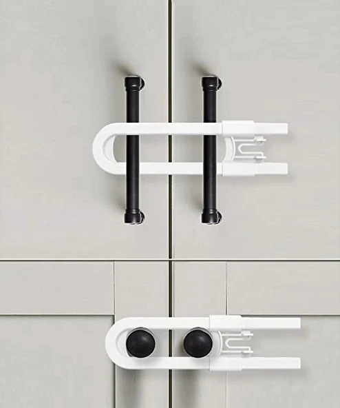 4 Adet Çocuk Koruma Kilidi - Slide Dolap Çekmece Kilidi Sürgülü Kilit - 2