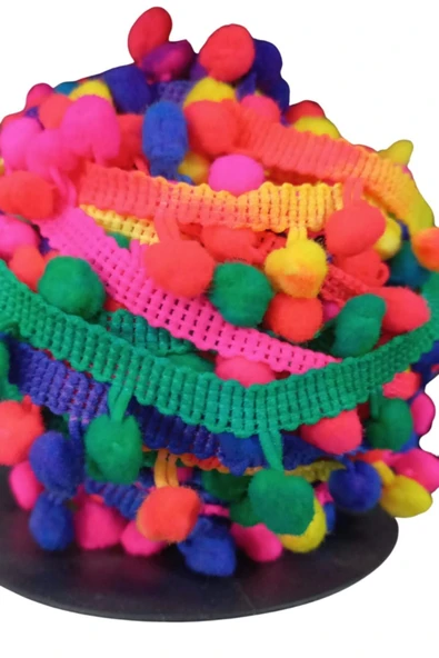 Sıralı Ponpon 1 Metre Karışık Renk ürün görseli