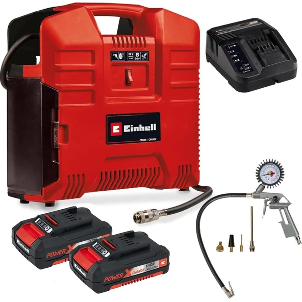 Einhell TE-AC 36/8 Li OF Set Akülü Kompresör - Çanta tipi 2 Adet x 18V 2AH