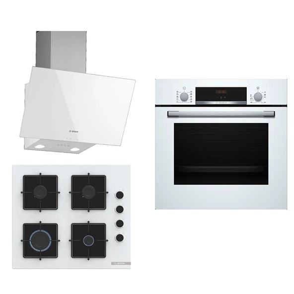 Bosch HBF512BW1T - POP6C2P30O - DWK63PJ20T 3'lü Beyaz Ankastre Set