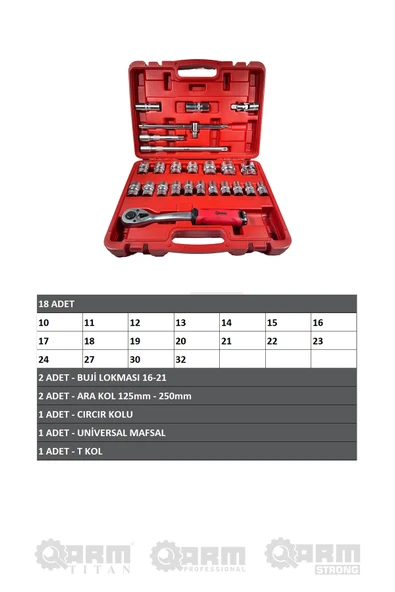 1/2 - 6 KÖŞE 25 PARÇA SABİT CIRCIRLI LOKMA TAKIMI - Resim 2