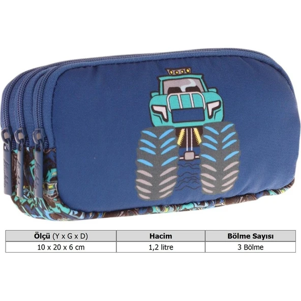Kaukko Kıds 3 Bölmeli Kalem Çantası (leather Truck)krn-L8261 - 3