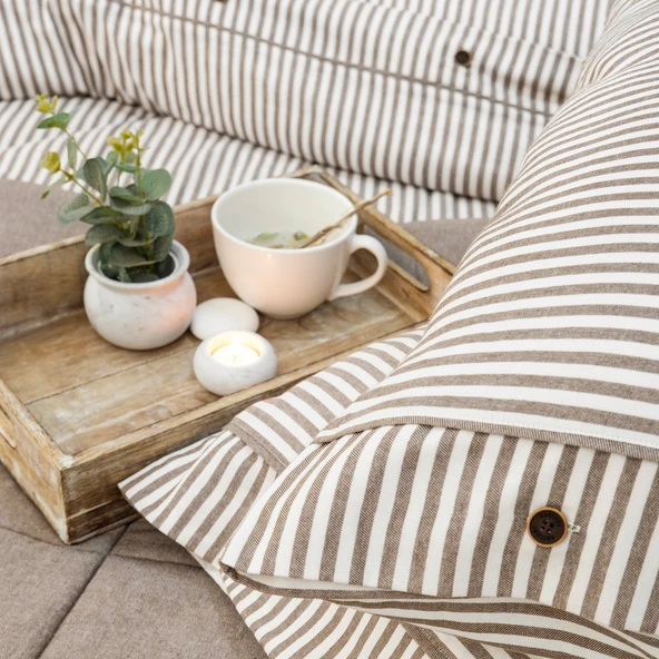 Schafer Home Loria Yatak Örtüsü Nevresim Seti 7 Parça-Bej - 8