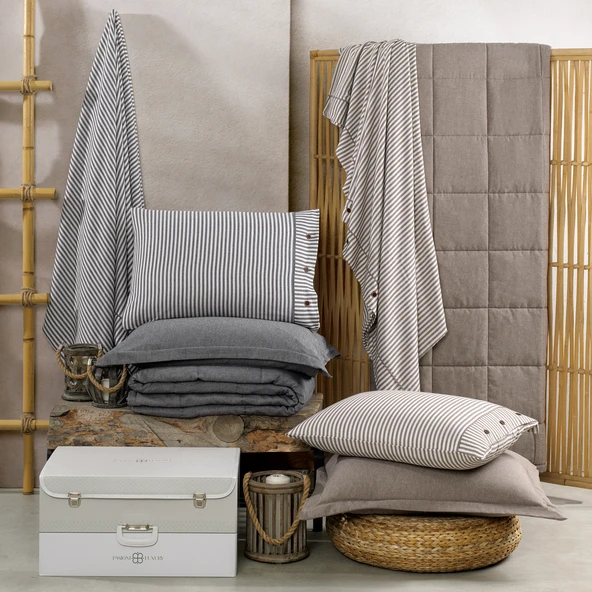 Schafer Home Loria Yatak Örtüsü Nevresim Seti 7 Parça-Antrasit - 11